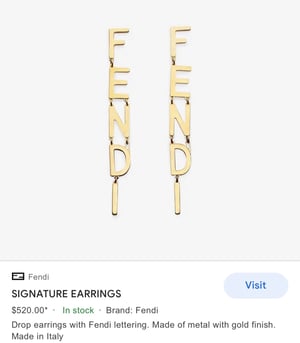Image of (SOLD OUT ðŸš«)Fendi Signature Gold Earrings 