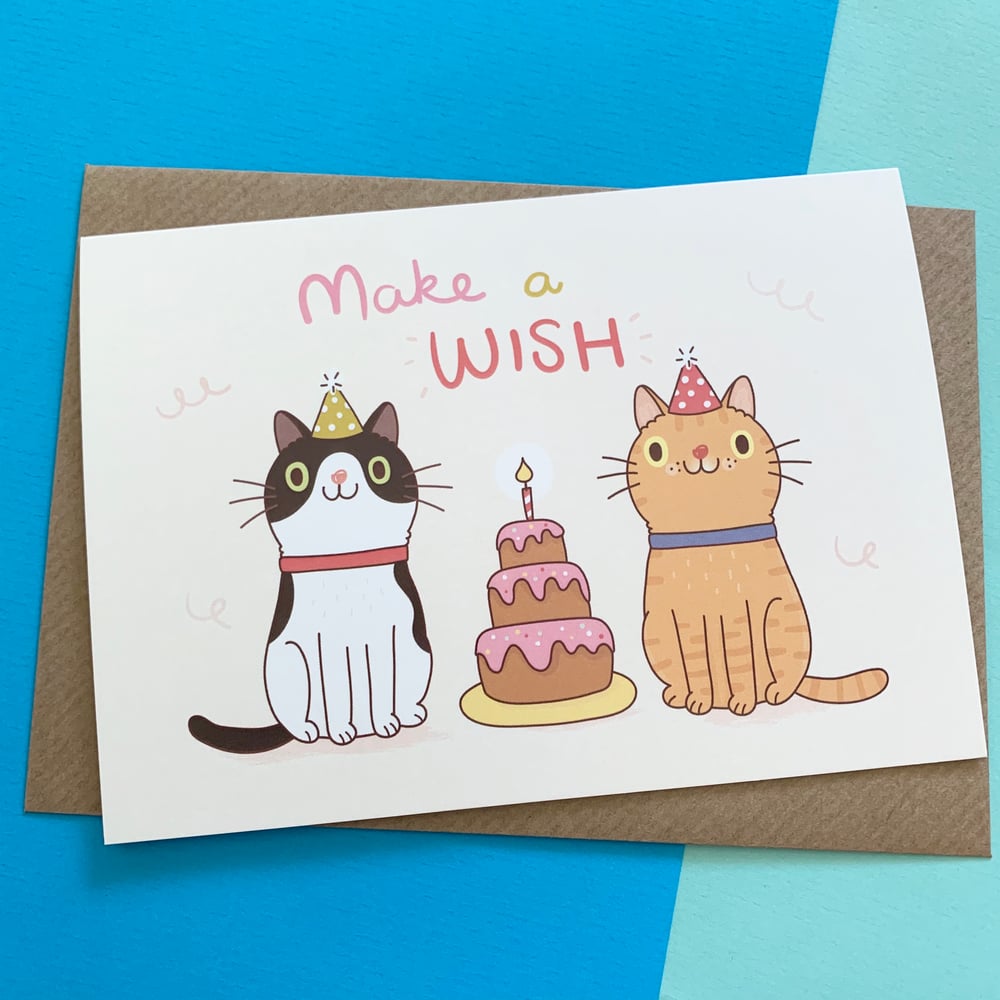 Image of Cat Make A Wish Birthday Card