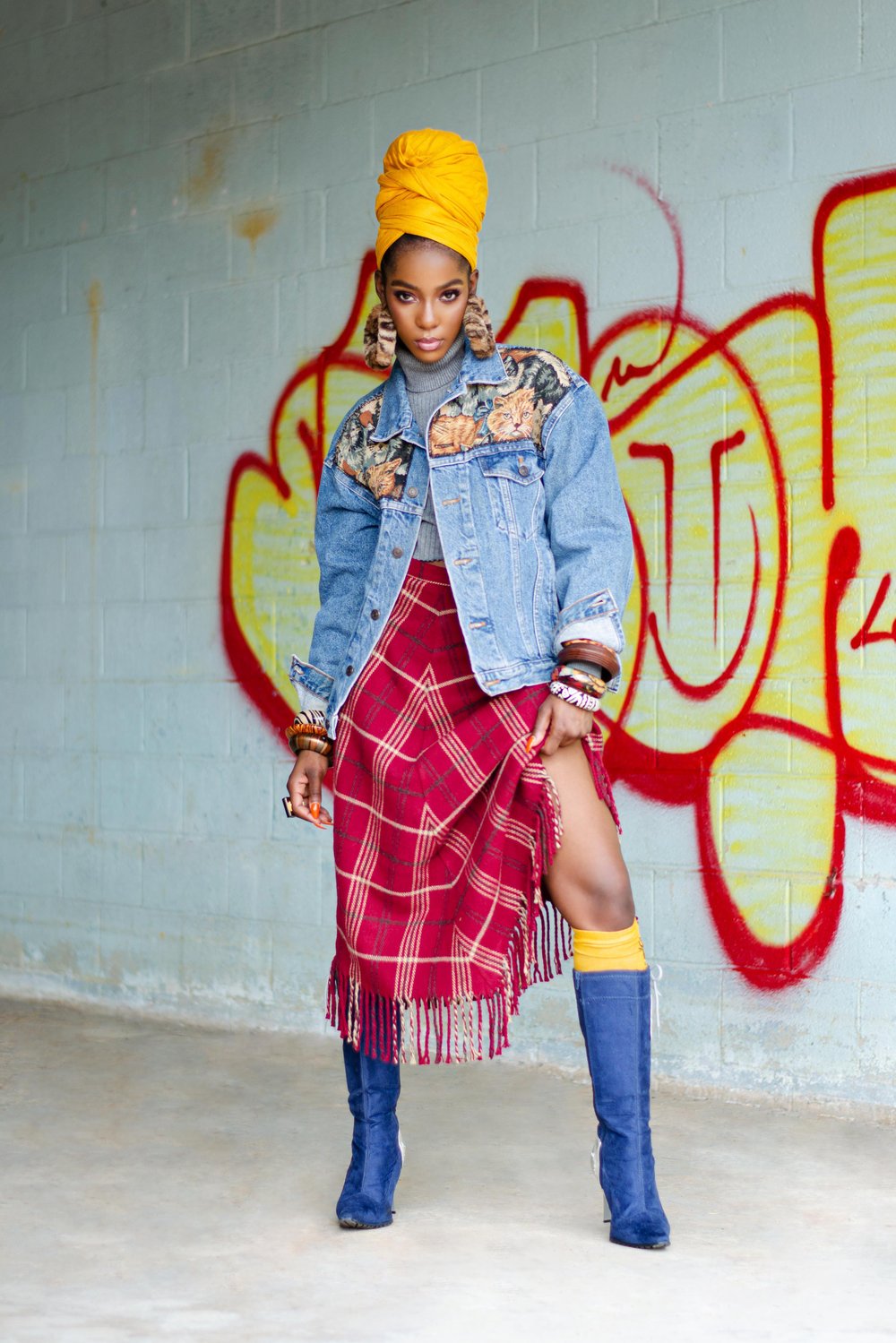 Image of Vintage Abeje Plaid Fringe Skirt