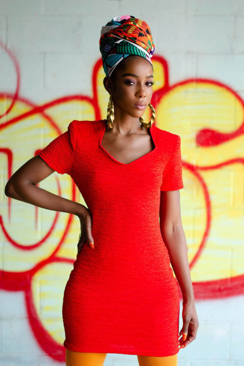 Image of Vintage Adeaze 80's Red Fitted Mini Dress