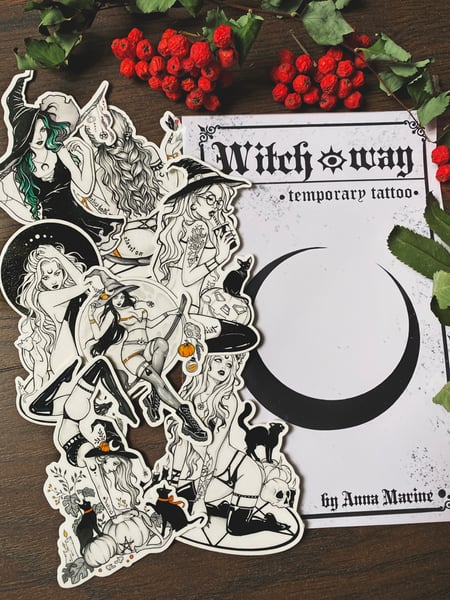 Image of Witch way temporary tattoos pack 