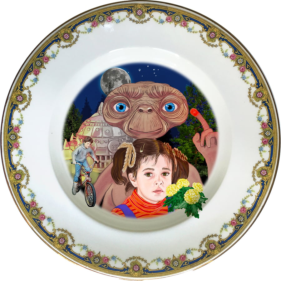 Image of Phone Home - Vintage French fine china Plate - #0448