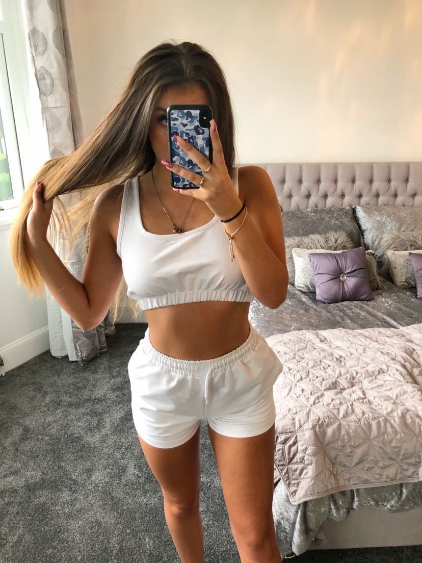 Image of White Crop Top & Shorts Loungewear Set