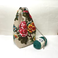 Image 3 of Fifties Flaming Florals Barkcloth Bag