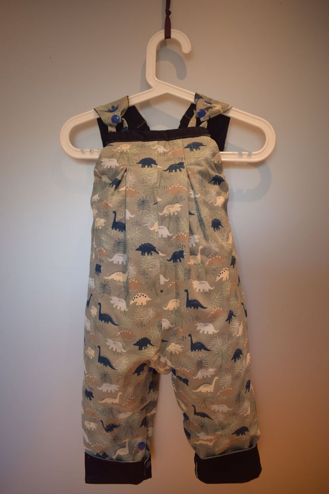 Image of Baby Reversible Dungarees - dinosaurs