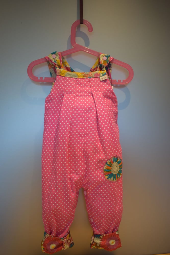 Image of Baby Reversible Dungarees - Pink Spot
