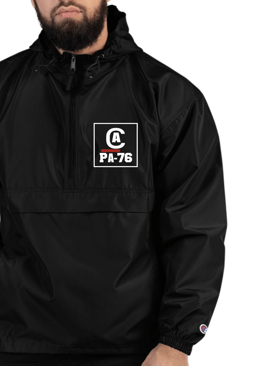 Embroidered PA-76-Black Packable Jacket