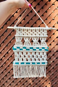 Image 1 of Small Natural w/ Teal Accent Wall Hanging