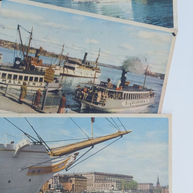 Vintage Postcard Set, Swedish Ships