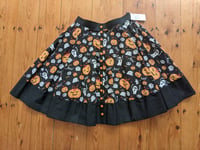 Image 1 of Pumpkin and Ghost Halloween Print Skirt (with pockets)