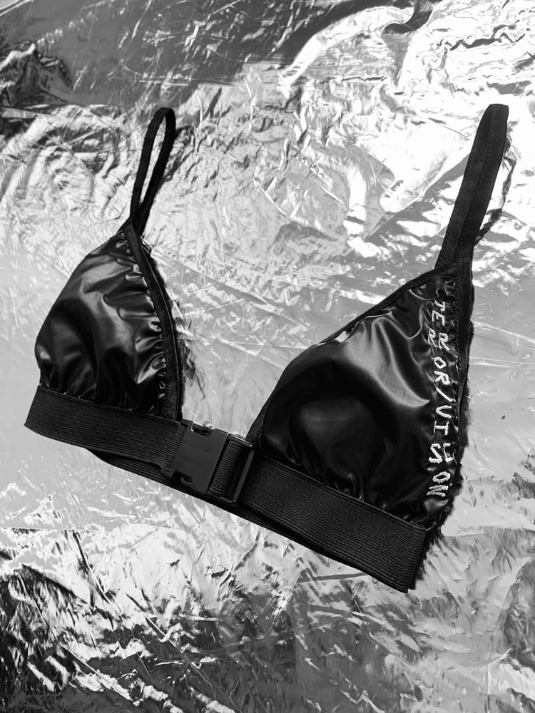 Image of TERROR VISION - logo embroidery nylon bralet