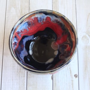 Image of Gorgeous Multicolored Yunomi Tea Cup, 12 oz. Ceramic Stoneware Made in USA