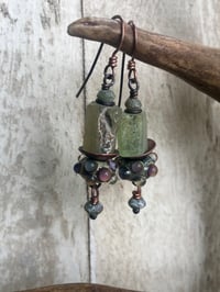 Image 3 of Roman glass beads and borosilicate lamp work bead earrings / T.5