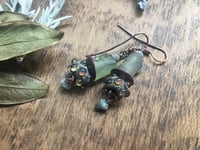 Image 4 of Roman glass beads and borosilicate lamp work bead earrings / T.5