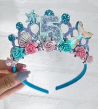 Image 1 of Mermaid birthday tiara crown, lilac and turquoise 