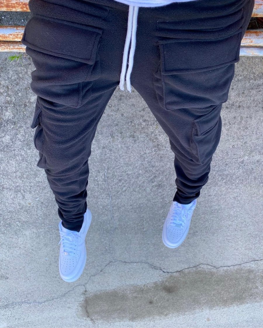 Image of Cozy black cargo sweats 