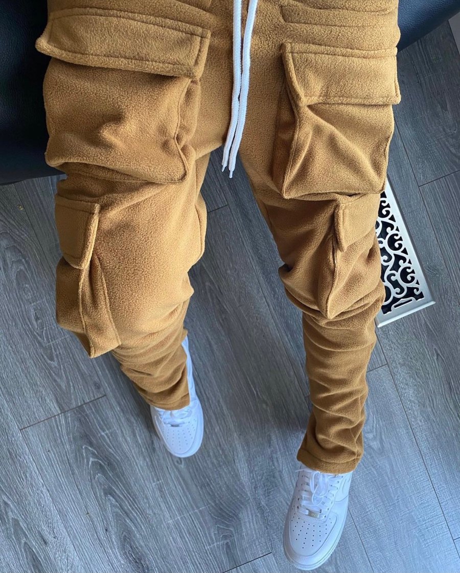 Image of Cozy tan cargo pants