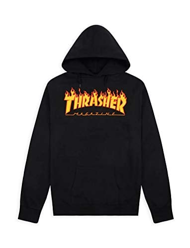SUDADERA THRASHER FLAME YOUTH HOOD BLACK surf skate