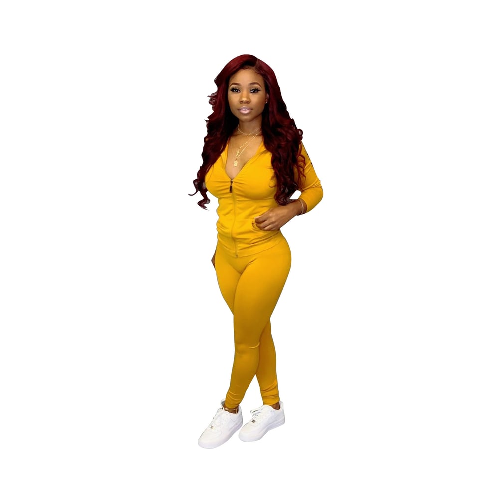 Image of Yellow Slim Jogger Two Piece set