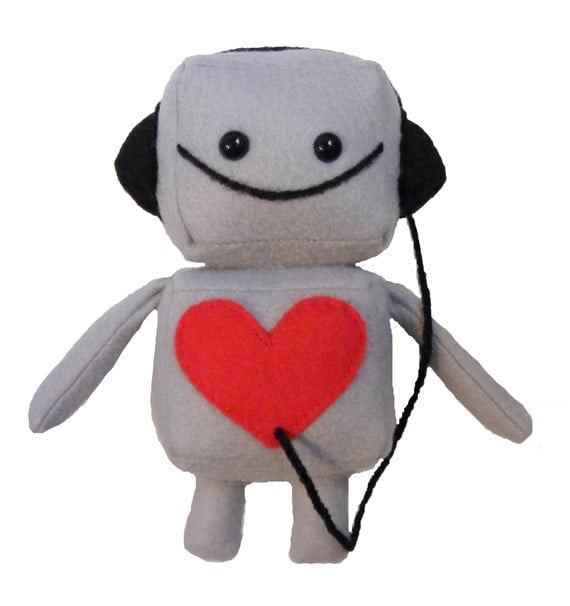 Image of Mini Robot with Headphones Plush Toy