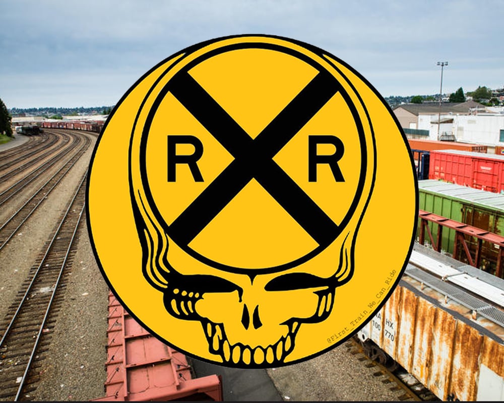 Image of Rail Road Cross Your Face Reflective Sticker