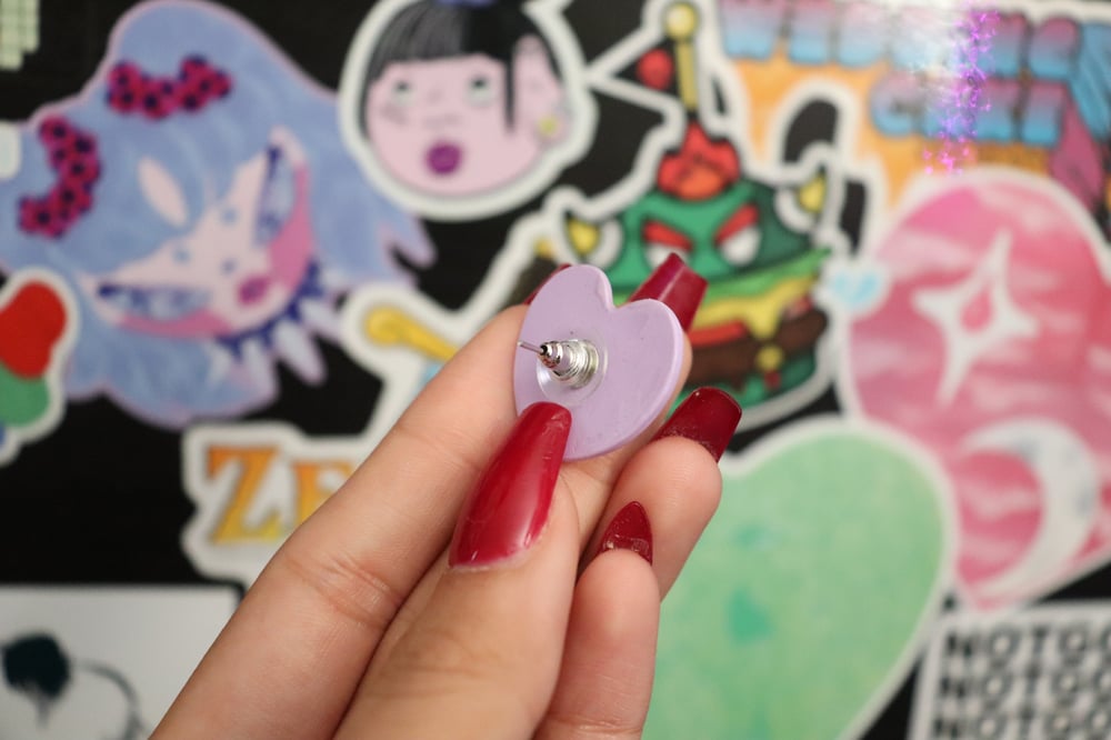 Image of Lilac Heart Studs