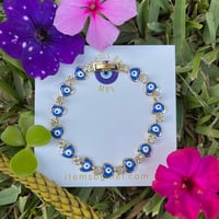 Iced Evil Eye Bracelet - Hearts (Blue)