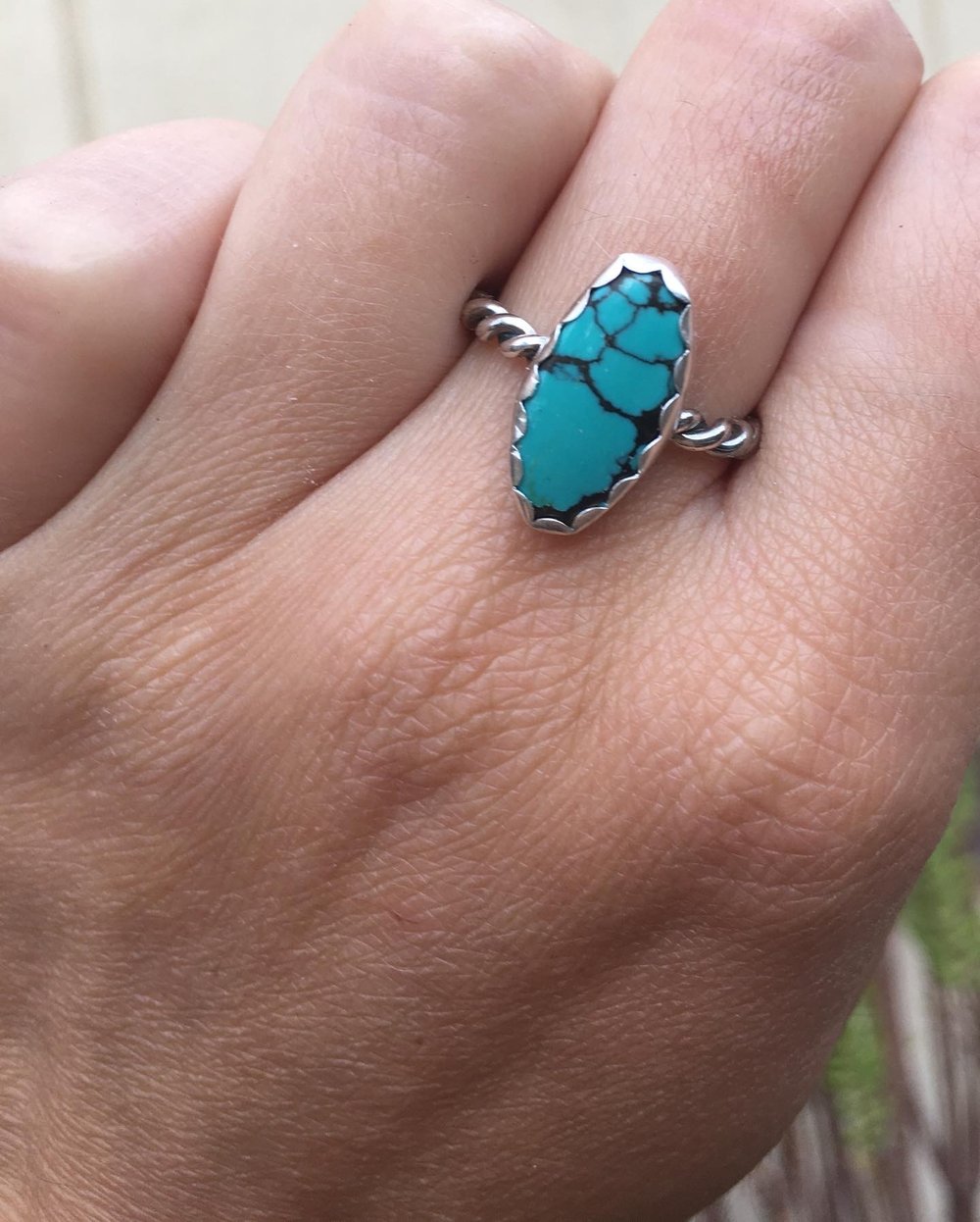Image of Twisted Kingman Turquoise Ring