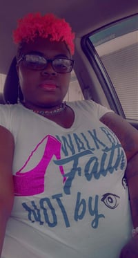 Image 2 of Walk By Faith Not By Sight - White Ladies  V-Neck T-Shirt