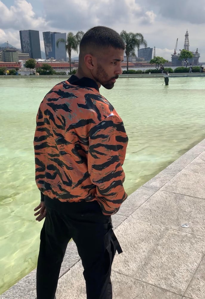 Image of Tiger Print Activate Satin Finish Reversible Bomber 