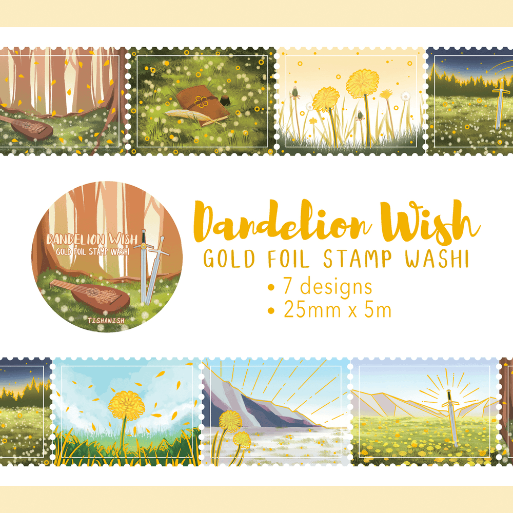 [Washi Tape] Dandelion Wish Gold Foil Stamp Washi Tape