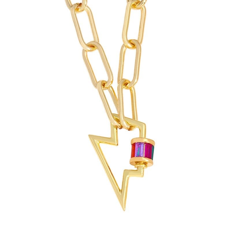 Gold Lightning Bolt Necklace (Fashion Jewelry)