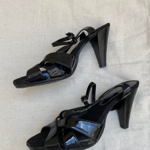 Liz clairborne strappy black patent leather heels