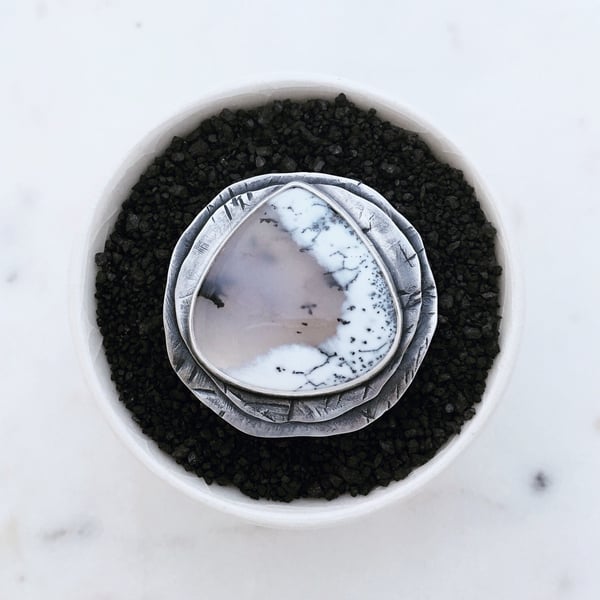 Image of Dendritic Opal & Silver Ring
