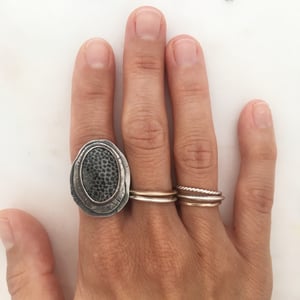 Image of Fossilized Coral & Silver Ring #1