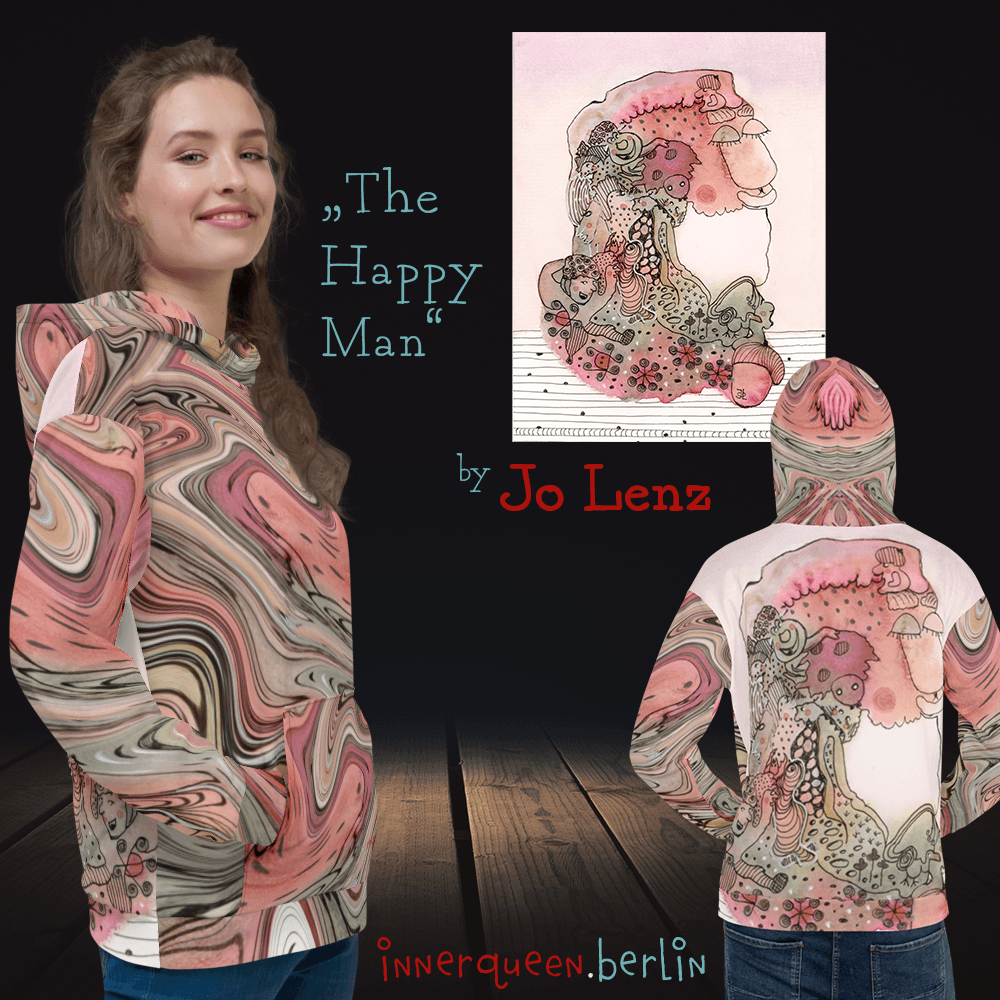 Image of The Happy Man Jo Lenz Art Unisex Allover-Kapuzenpullover