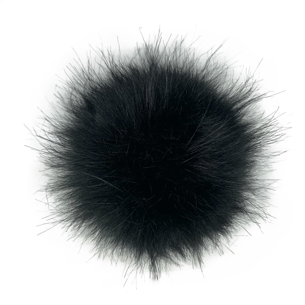 Black Faux Fur Pom | POMSKII | Luxury Pom Pom Hats | Winter Bobble Hats