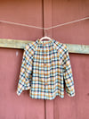 Button-back Gathered-Neck Blouse in Nutmeg Check Flannel (size Small)