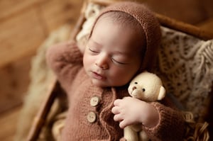 Image of Footed Romper and Bonnet Set - WARM BROWN