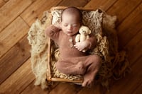 Image 2 of Footed Romper and Bonnet Set - WARM BROWN