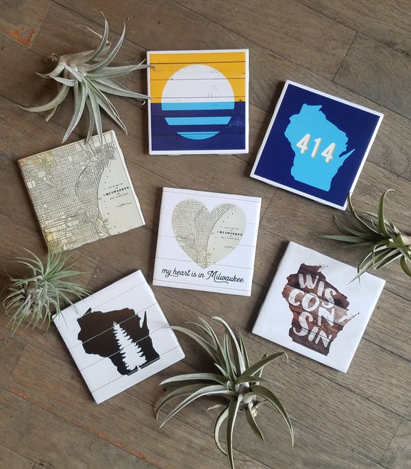 Image of Wisconsin Love Ceramic Coasters