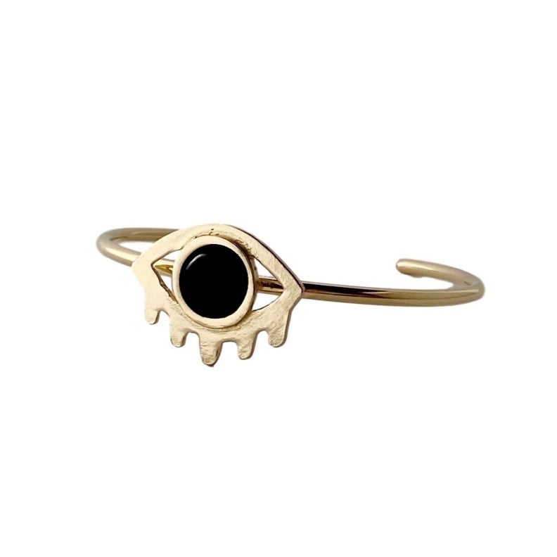 Image of Large Eye with Lashes Bracelet with Black Onyx