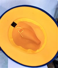 Image 2 of Blue Fedora with Yellow Bottom