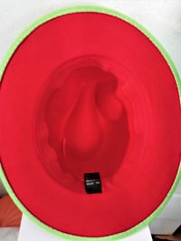 Image 2 of Lime Green Fedora with Red Bottom