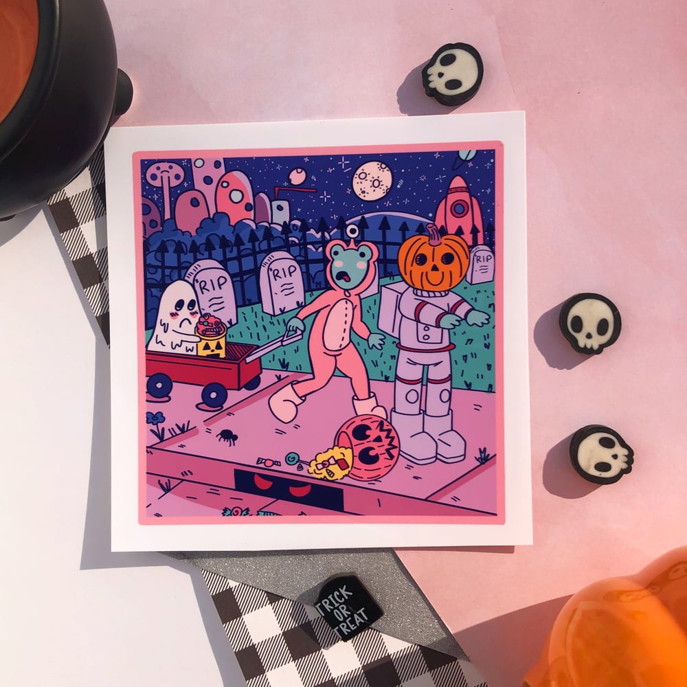Image of Small 5" x 5" Space Frogs ArtPrints