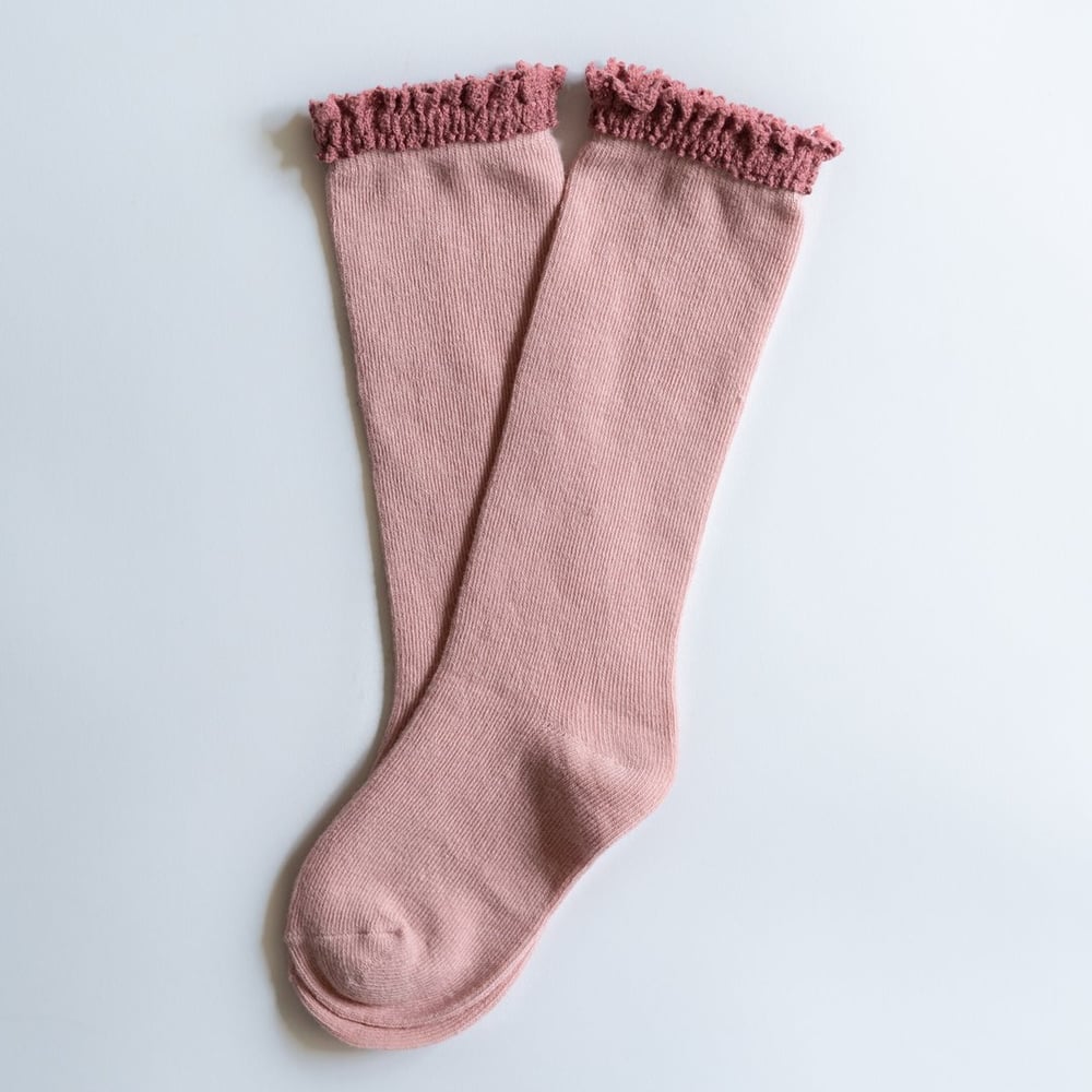 Image of Blush + Mauve Lace Top Knee Highs