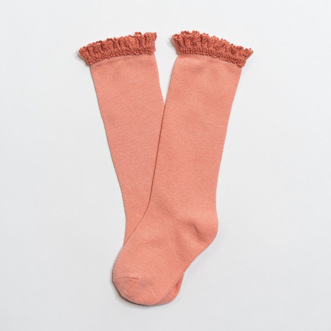 Image of Peach Lace Top Knee Highs