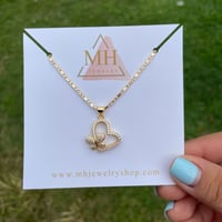 Image 1 of CZ Heart with butterfly 