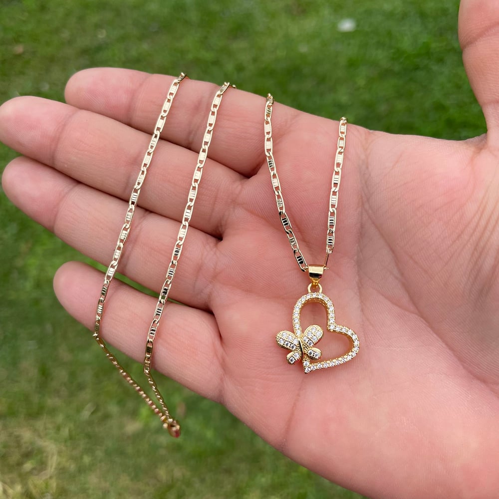 CZ Heart with butterfly