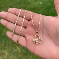 Image 2 of CZ Heart with butterfly 